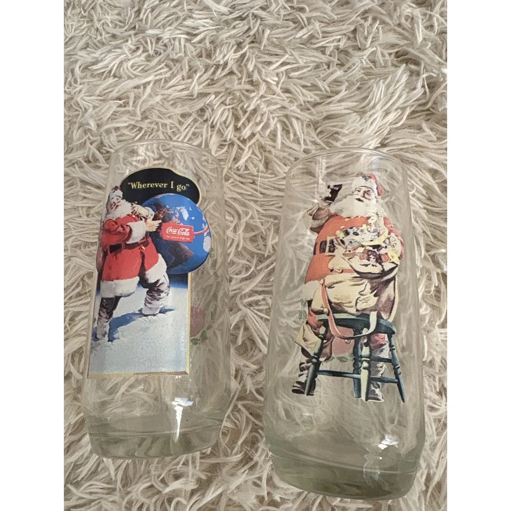 Vintage Coca Cola Santa Claus Christmas Glasses Set of 2 Vintage 1963 Sundblom